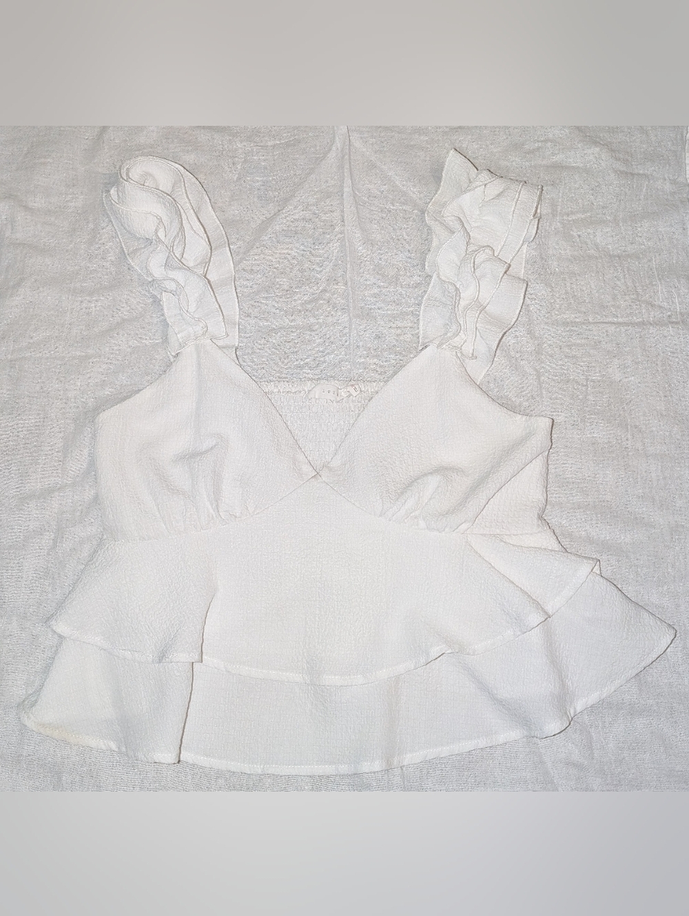 Lush White Ruffle Strap Tank Top